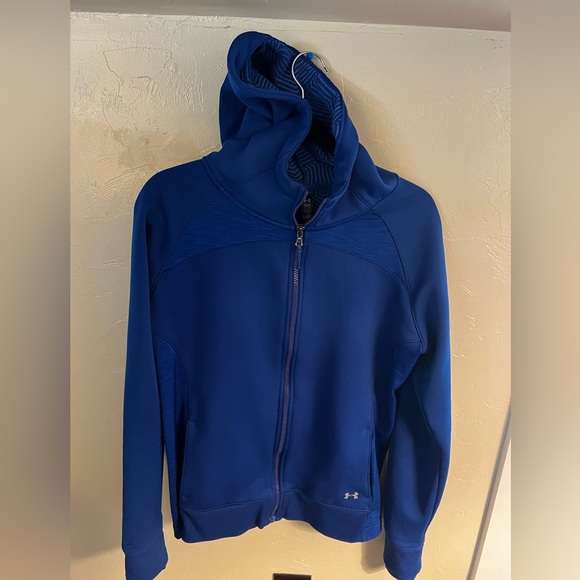 Large royal blue hooded Uber armour running sweatshirt with thumb holes - Picture 2 of 6